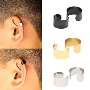 CC Stainless Steel Cuffs Mens Earrings via